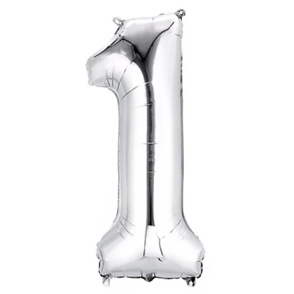 40" Silver Foil Number 1 Helium Balloon